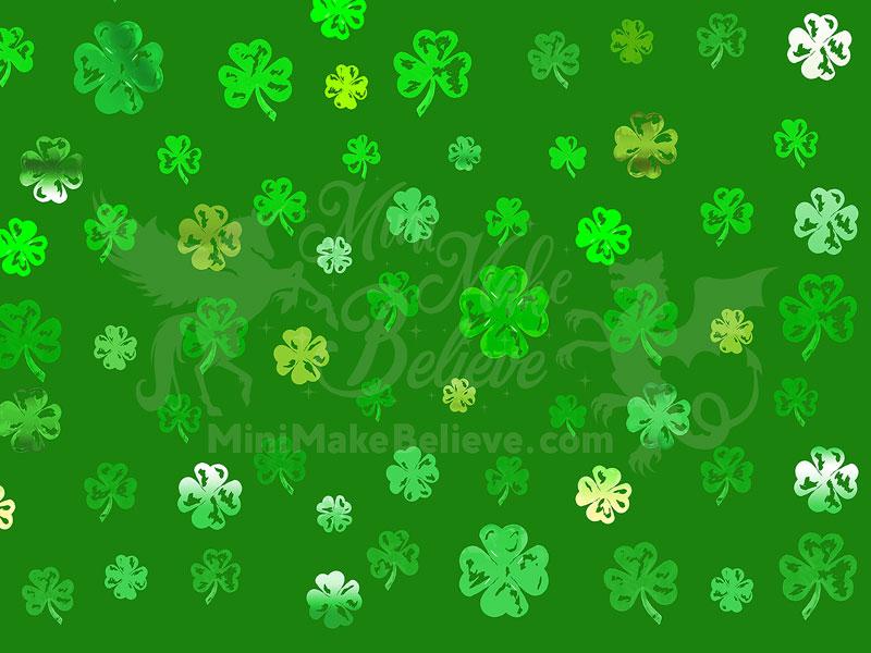 Kate St. Patrick's Day Clovers Green Backdrop Designed by Mini MakeBelieve -UK