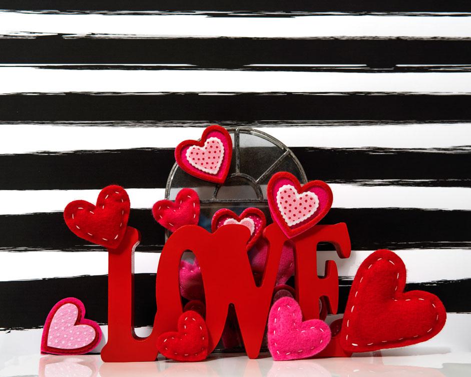 Kate Valentine's Day Love Felt Stitches Stripes Backdrop Designed by Mini MakeBelieve -UK