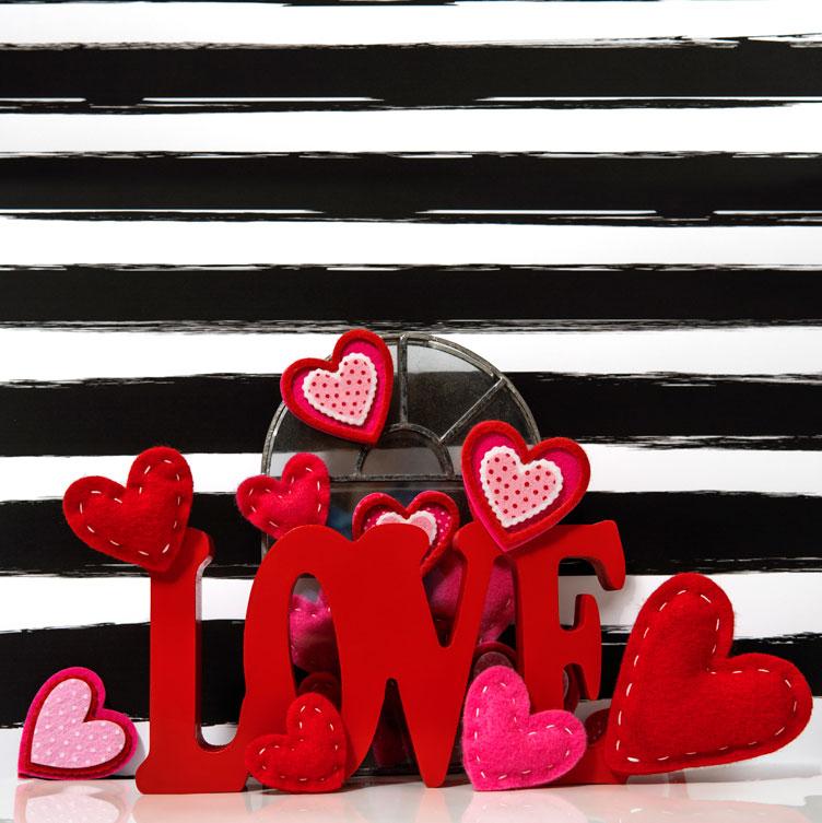 Kate Valentine's Day Love Felt Stitches Stripes Backdrop Designed by Mini MakeBelieve -UK
