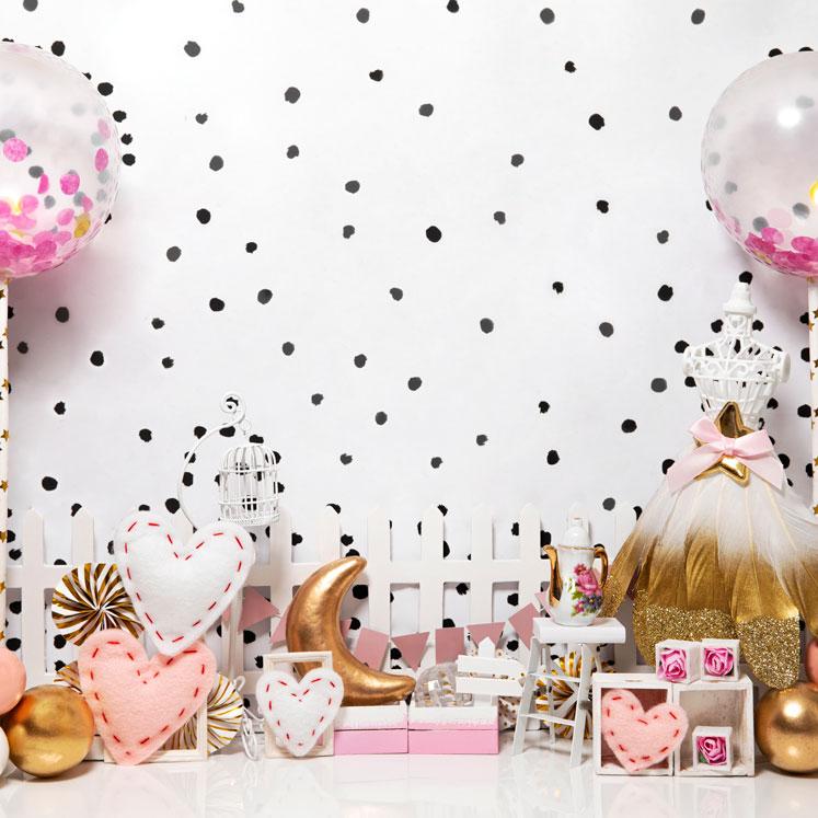 Kate Cake Smash Pink Peach Gold Dress Backdrop Designed by Mini MakeBelieve -UK