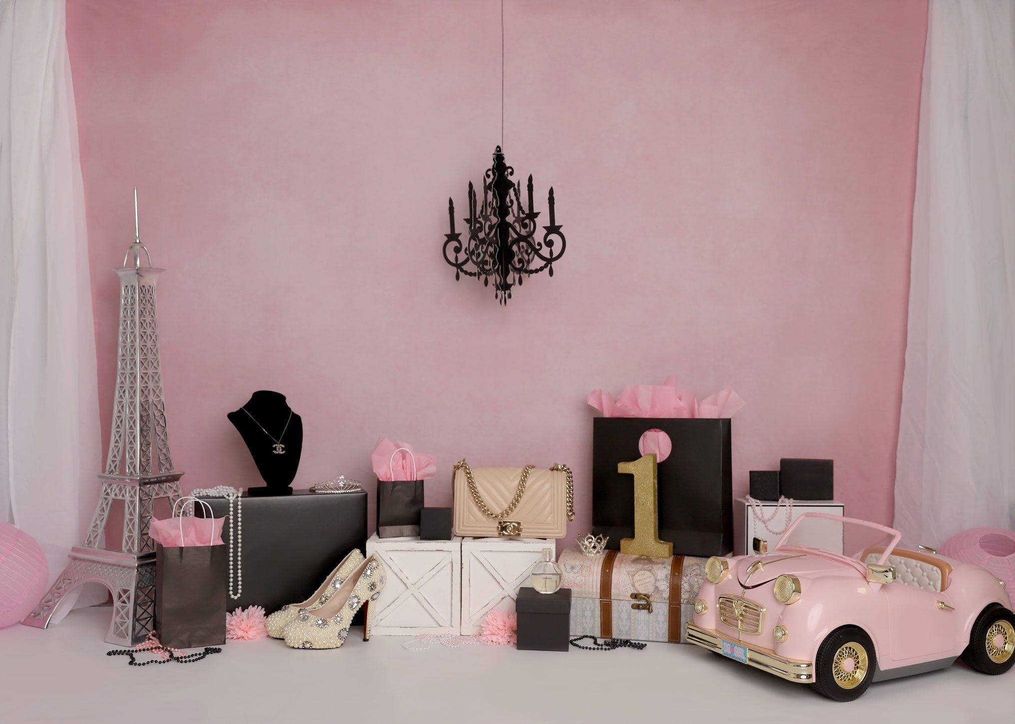 Kate Shopping Party Car Pink Backdrop Designed by Melissa King -UK