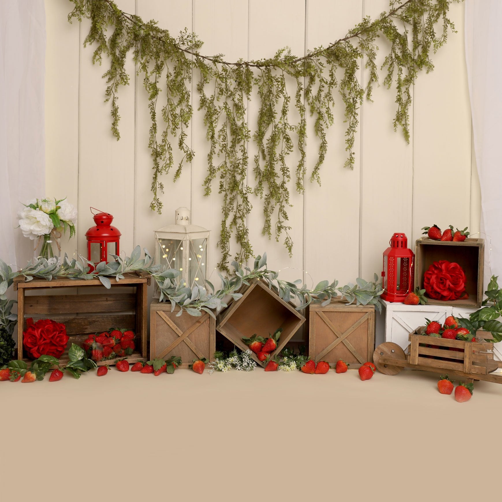 Kate Spring Strawberry Cake Smash Backdrop Designed by Melissa King -UK