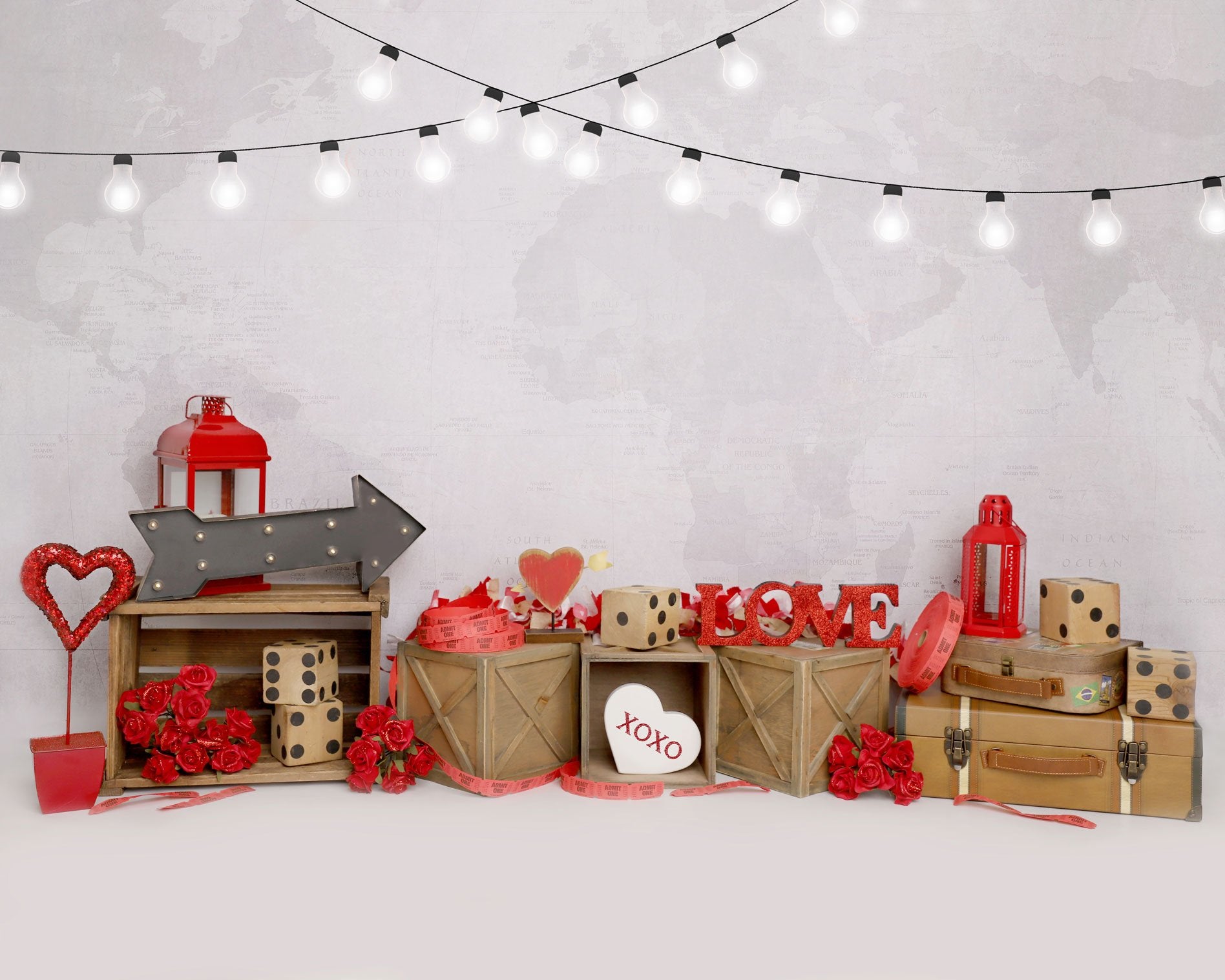 Kate Valentine‘s Day Love Lights White Wall Backdrop Designed by Melissa King -UK