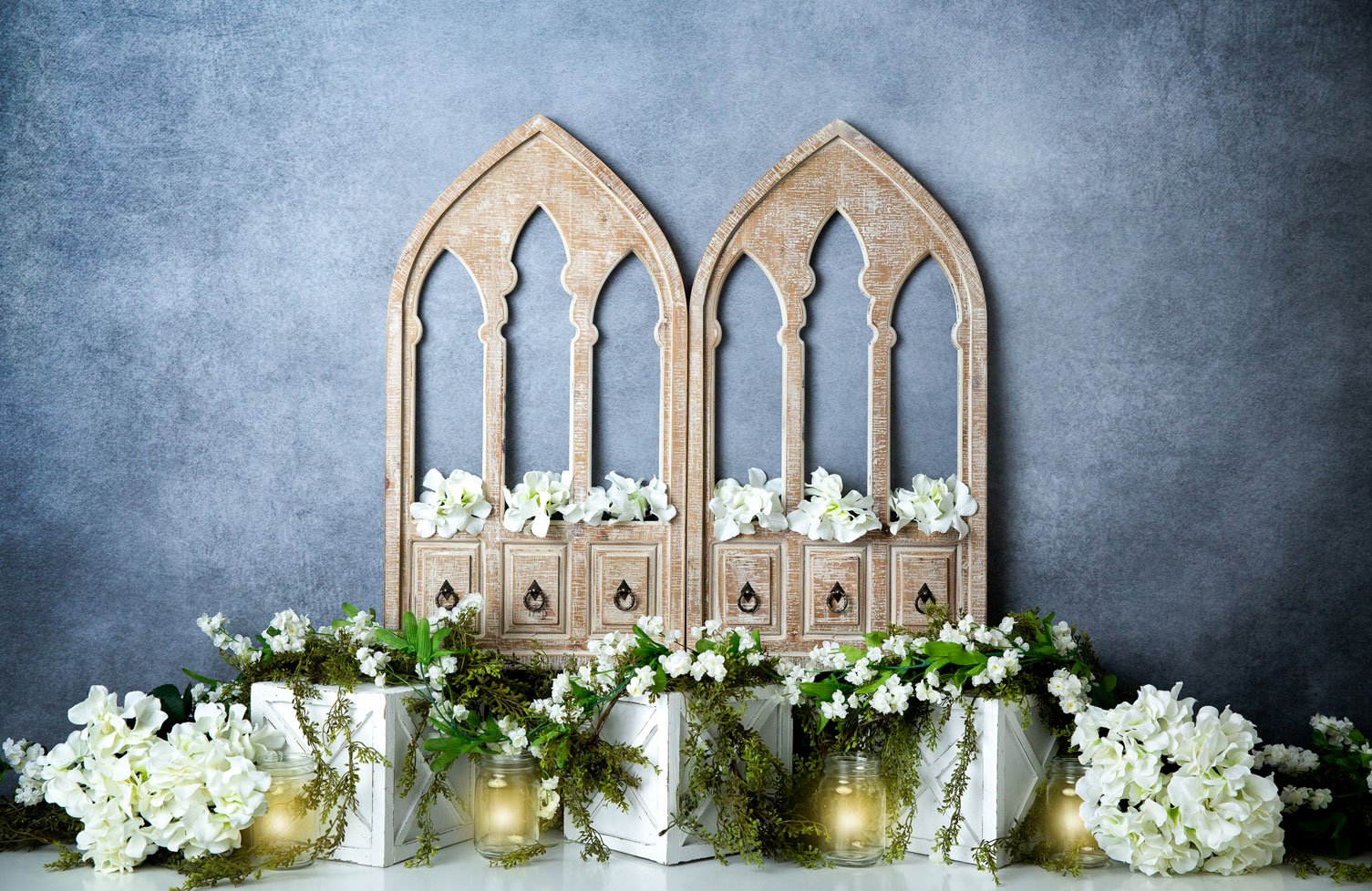 Kate Spring White Flowers Door Blue Backdrop Designed By Megan Leigh Photography -UK