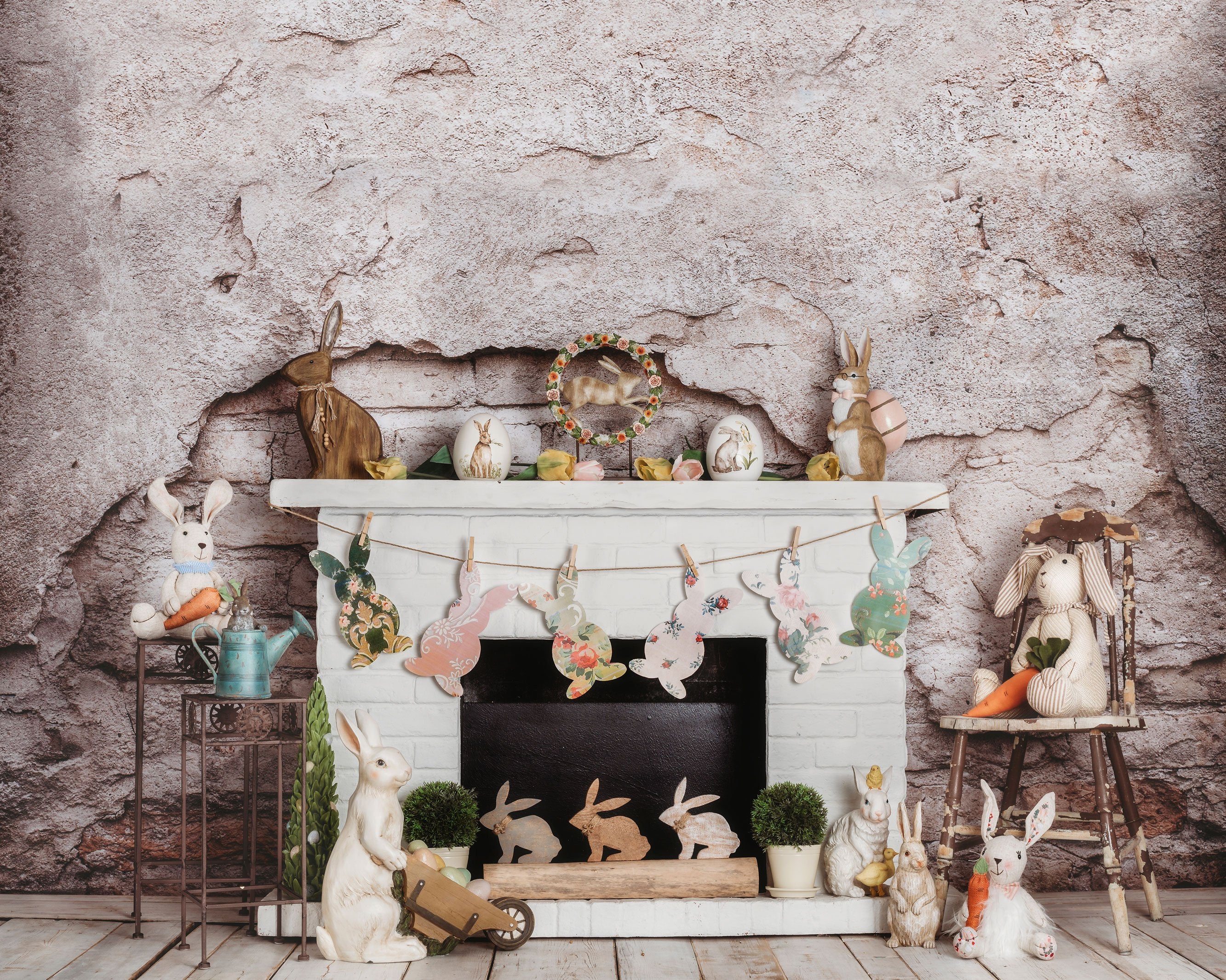 Kate Easter/spring Bunnies Carrots Fireplace Designed by Rose Abbas -UK