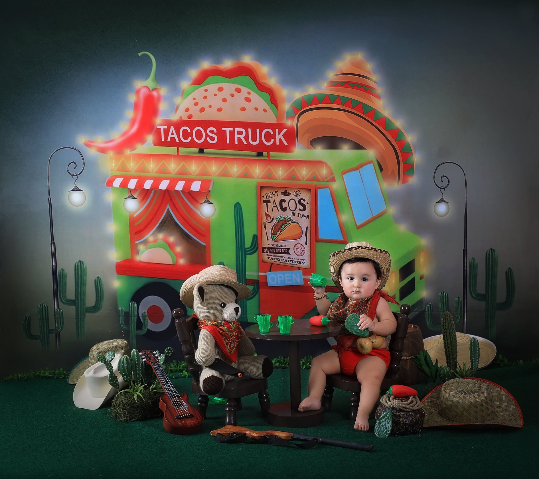 Kate Cake Smash Tacos Truck Chef Backdrop Designed by Rosabell Photography -UK