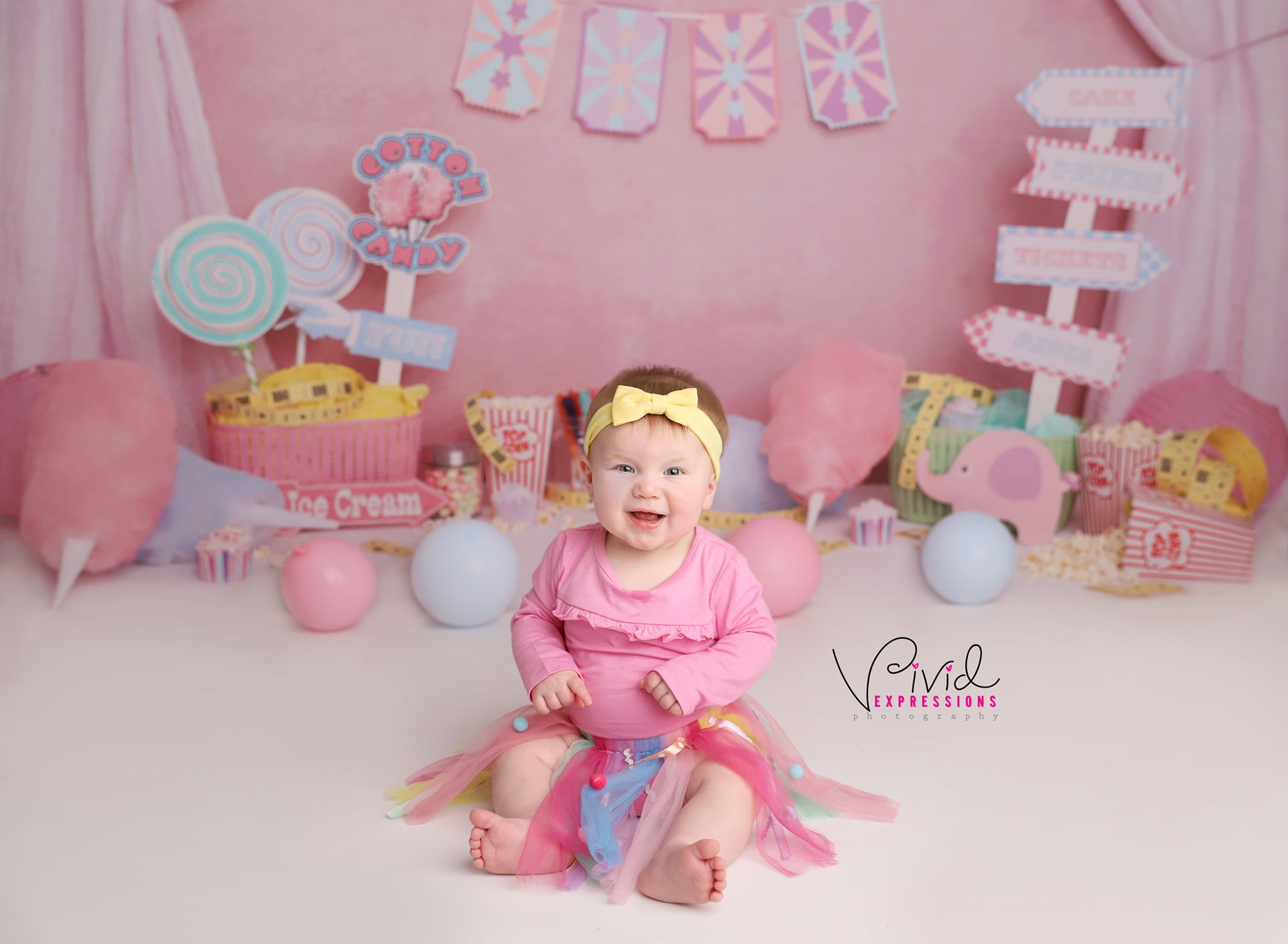 Kate Pink Birthday Carnival Backdrop Designed by Melissa King -UK