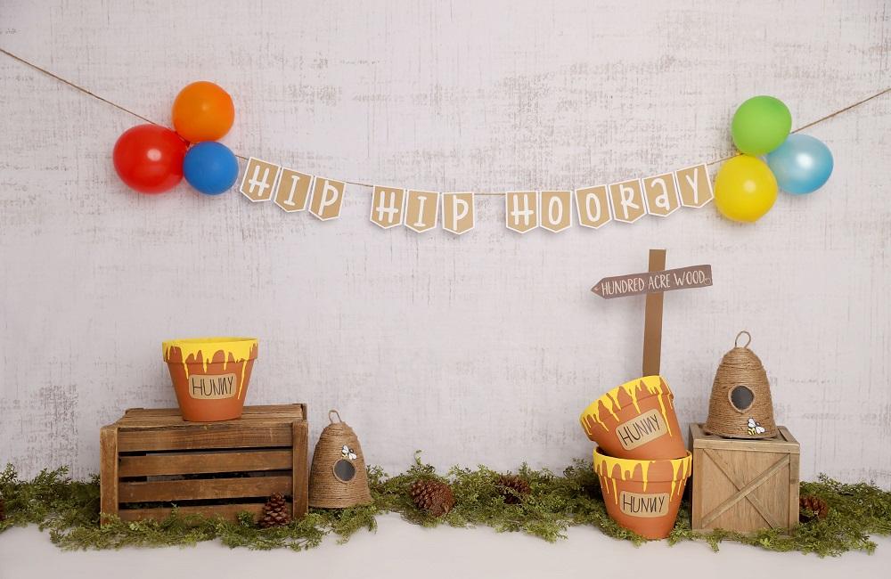 Kate Pooh Cake Smash Bee Birthday Backdrop Designed by Melissa King -UK