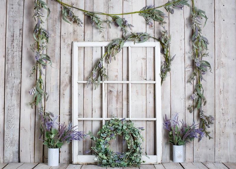 Kate Spring White Window Vine Wood Backdrop Designed by Rose Abbas -UK