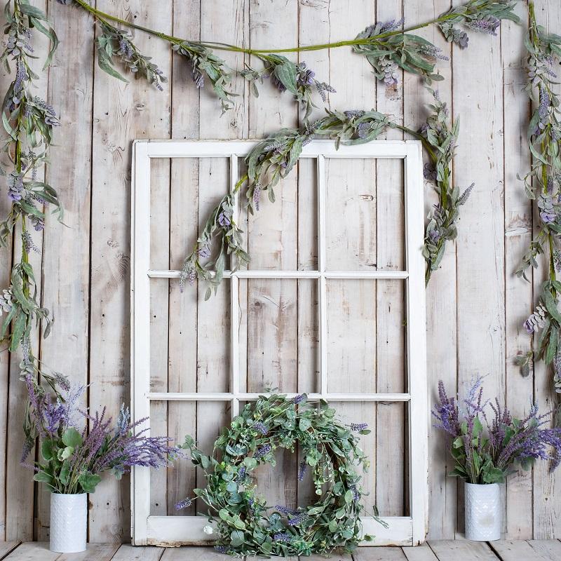 Kate Spring White Window Vine Wood Backdrop Designed by Rose Abbas -UK