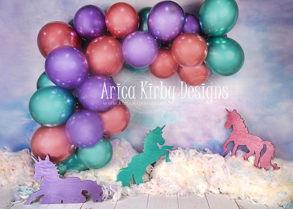 Kate Cake Smash Unicorn Balloons Backdrop Designed by Arica Kirby -UK