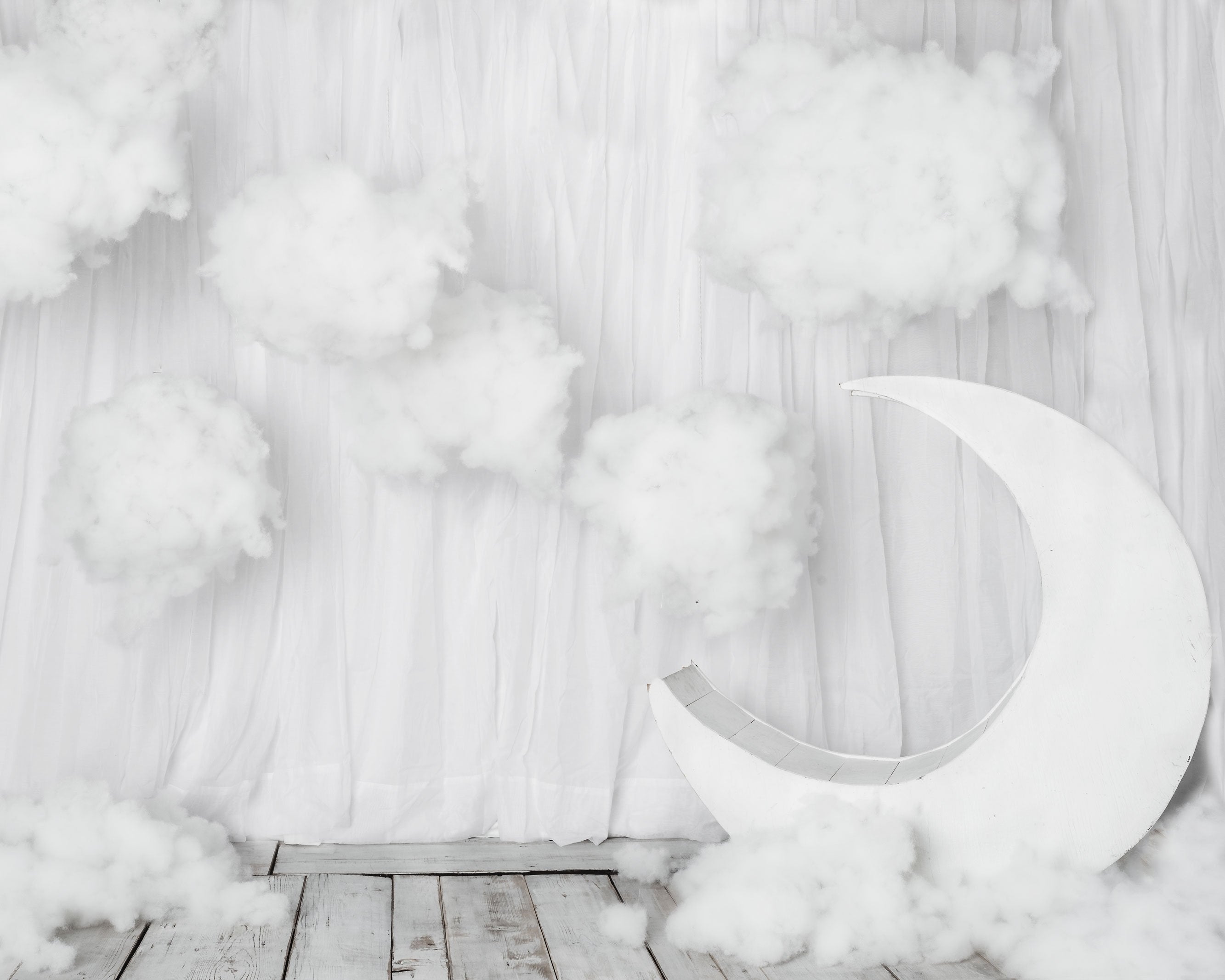 Kate Cake Smash White Moon and Clouds Backdrop Designed By Rose Abbas -UK