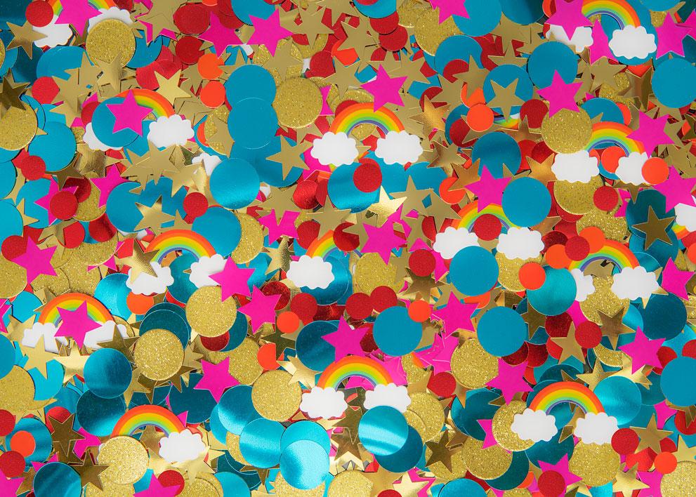 Kate Rainbow Confetti Glitter Cake Smash Backdrop Designed by Mini MakeBelieve -UK