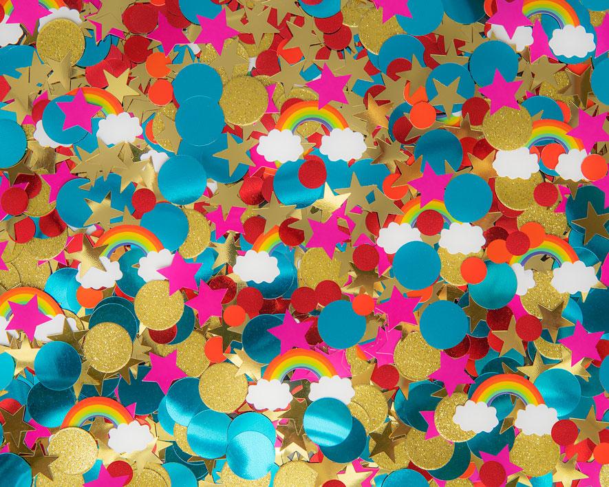 Kate Rainbow Confetti Glitter Cake Smash Backdrop Designed by Mini MakeBelieve -UK