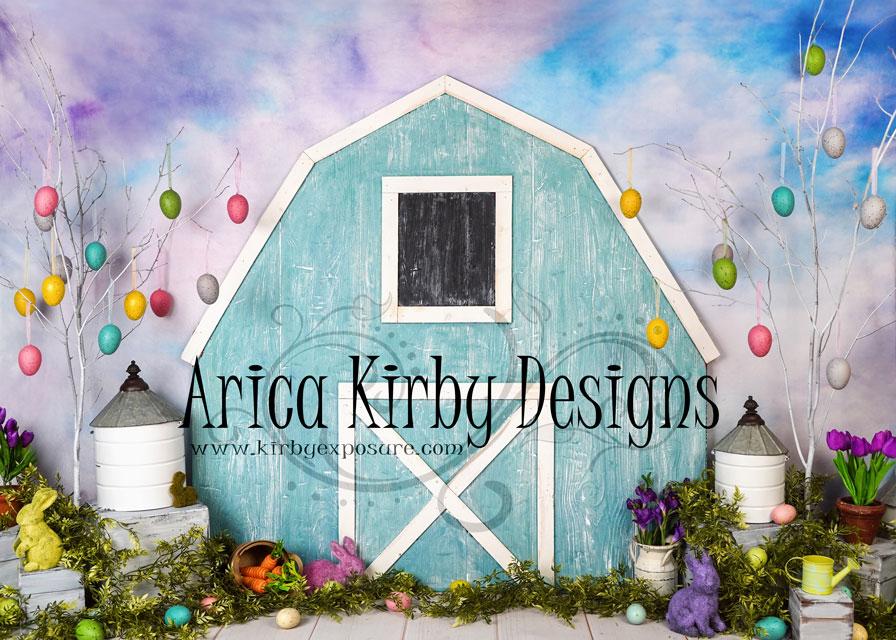 Kate Easter Blue Barn Backdrop Designed by Arica Kirby -UK