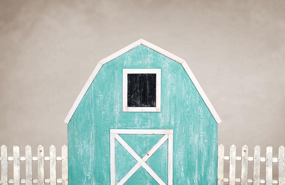 Kate Spring Blue Barn Backdrop Designed by Arica Kirby -UK