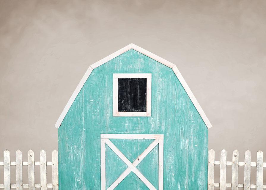 Kate Spring Blue Barn Backdrop Designed by Arica Kirby -UK