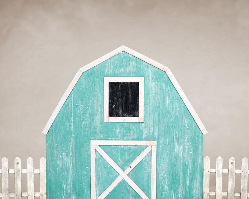 Kate Spring Blue Barn Backdrop Designed by Arica Kirby -UK