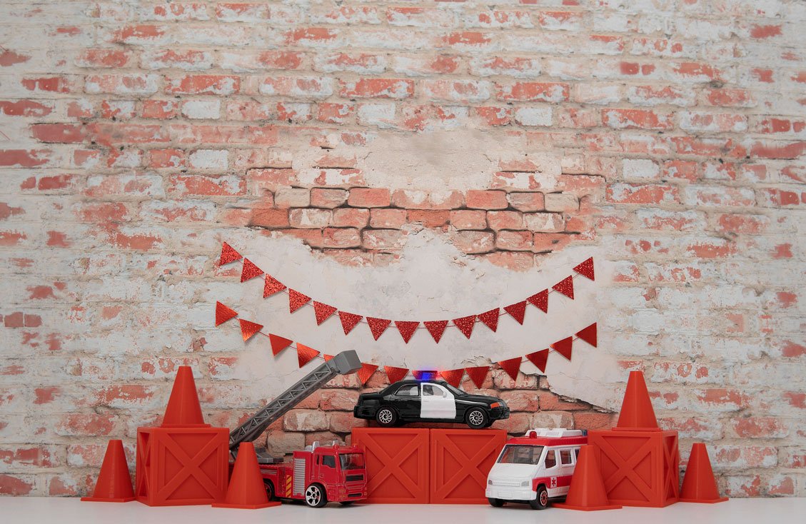 Kate Birthday Rescue Cars Boy Backdrop Designed by Mini MakeBelieve -UK
