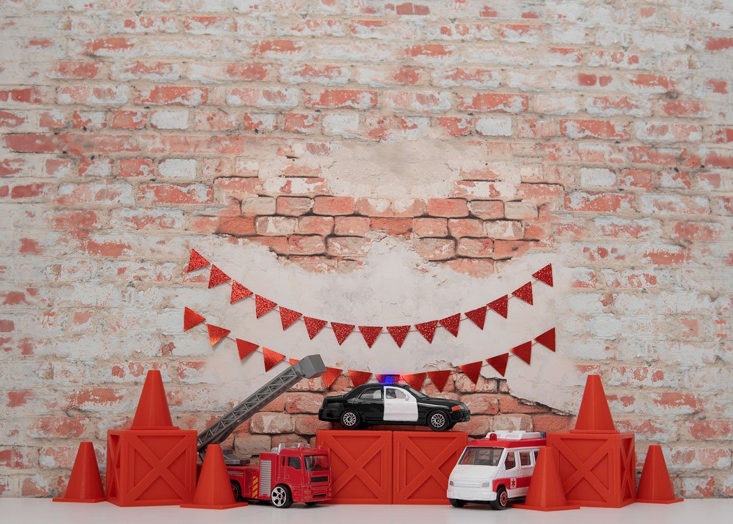 Kate Birthday Rescue Cars Boy Backdrop Designed by Mini MakeBelieve -UK