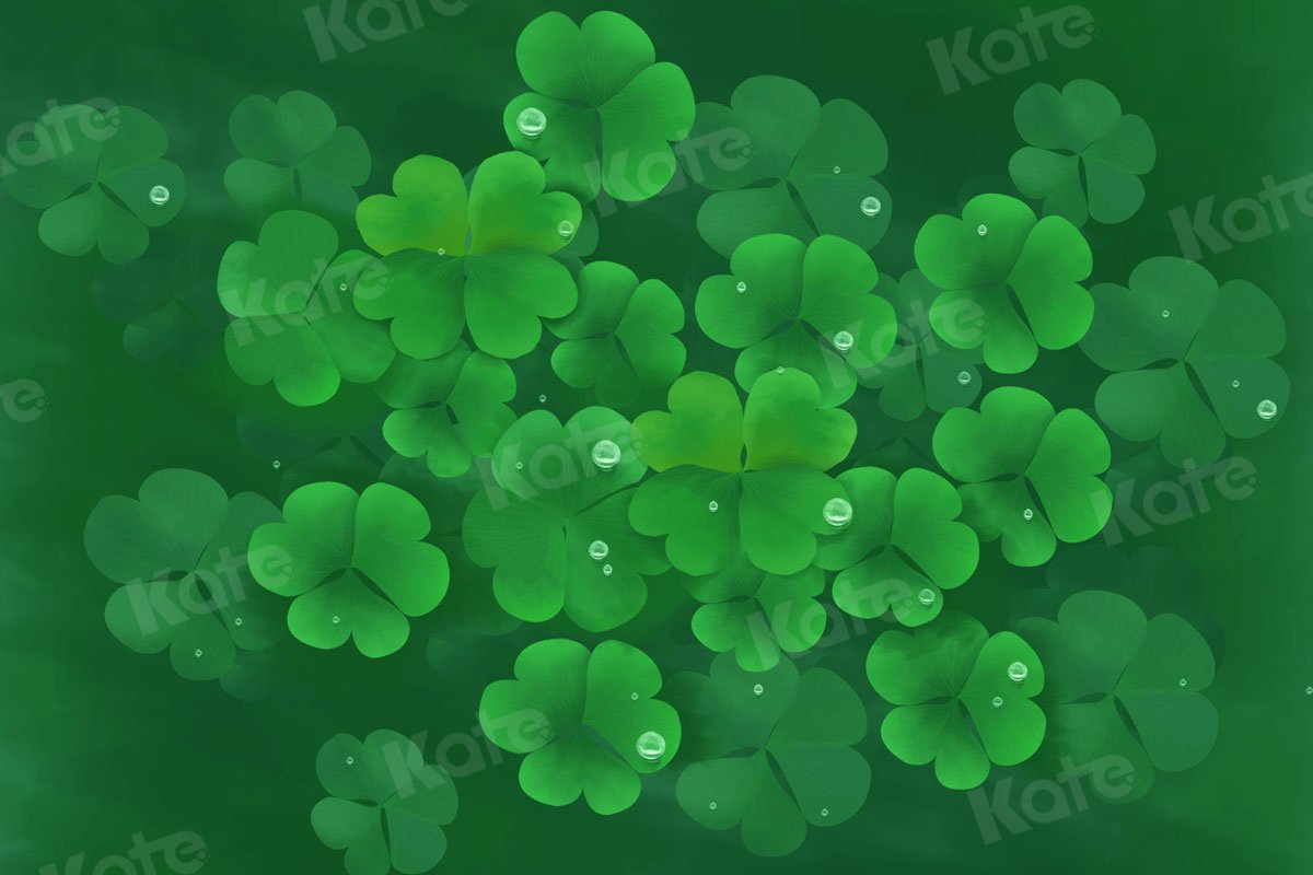 Kate St. Patrick's Day Green Clovers Lucky Backdrop for Photography -UK