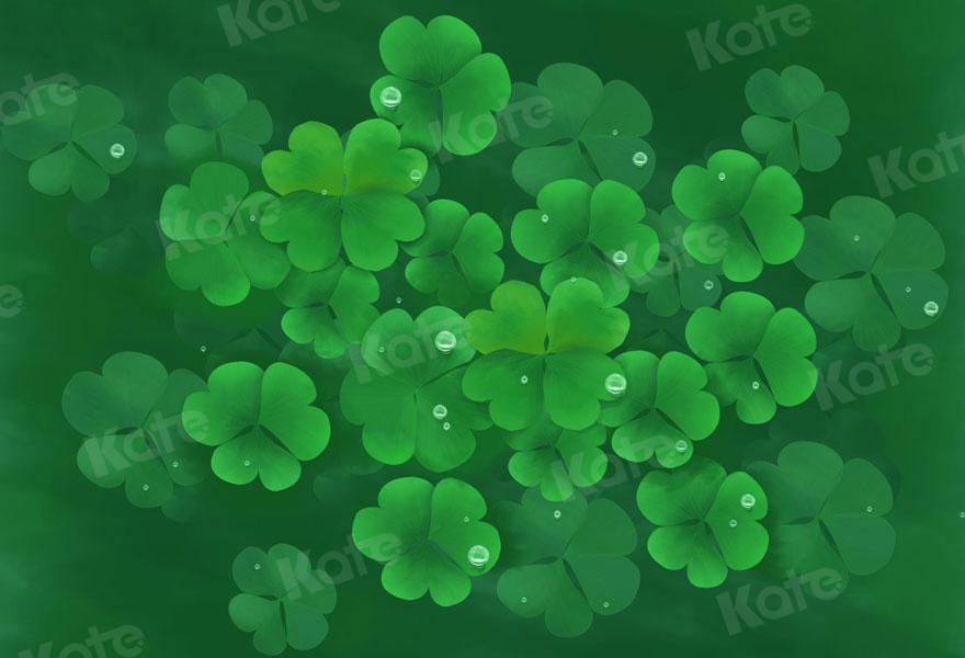 Kate St. Patrick's Day Green Clovers Lucky Backdrop for Photography -UK