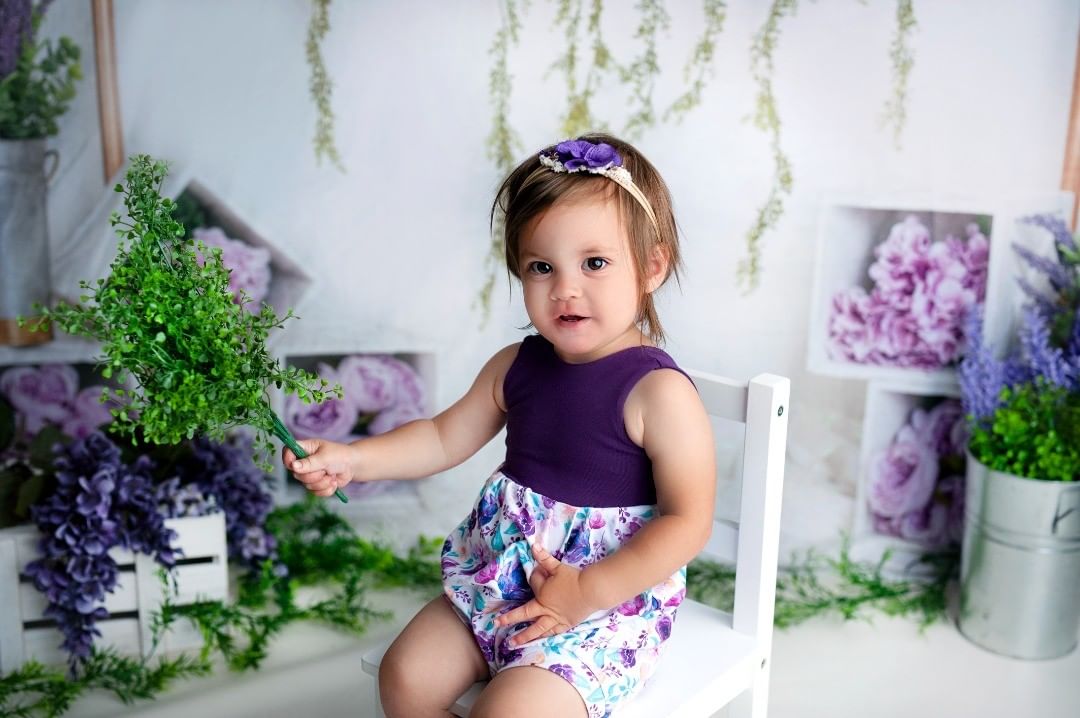 Kate Spring/Mother's Day Purple Floral Cube Backdrop Designed by Lisa B -UK