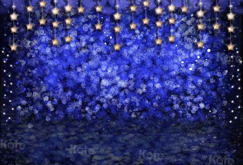 Kate Starry Night Blue Flowers Backdrop for Photography -UK