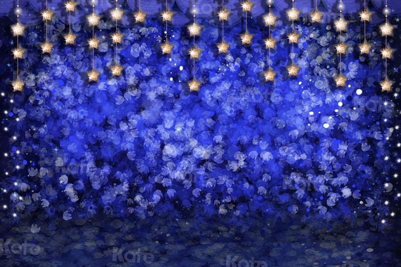 Kate Starry Night Blue Flowers Backdrop for Photography -UK
