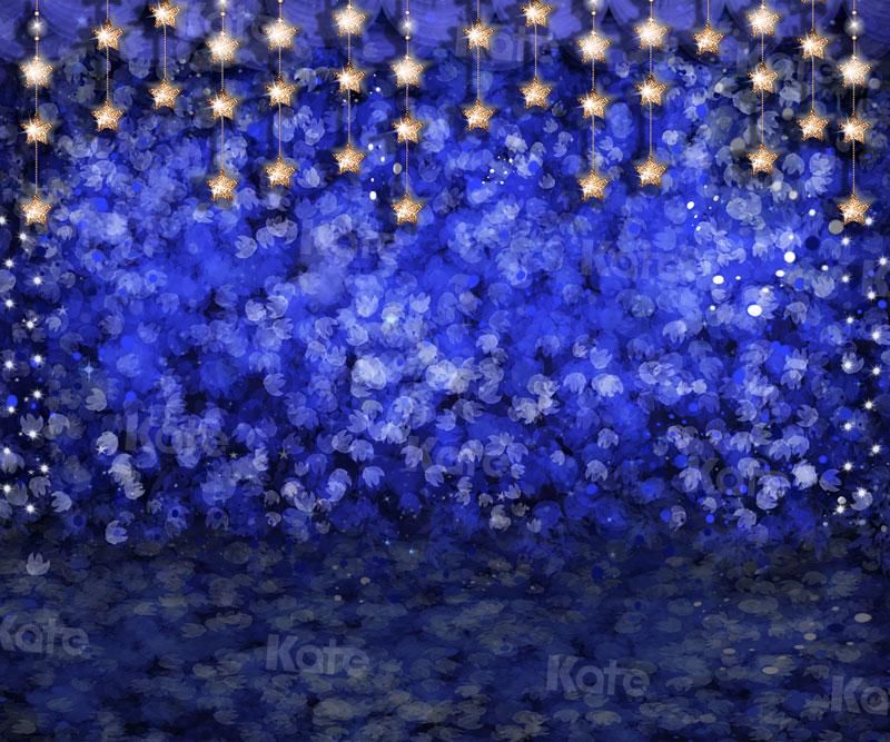 Kate Starry Night Blue Flowers Backdrop for Photography -UK
