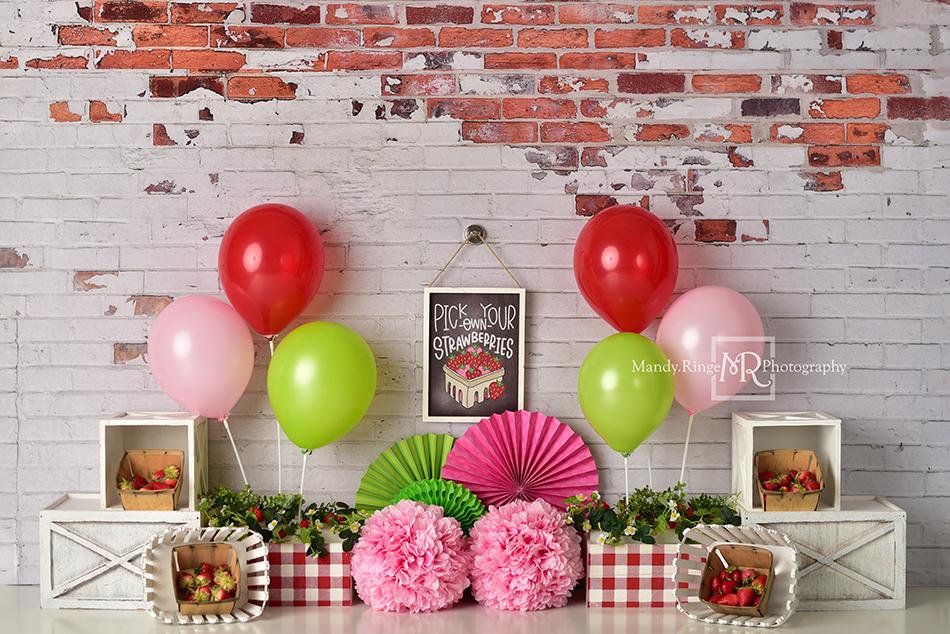 Kate Summer Strawberry Birthday Backdrop Designed by Mandy Ringe Photography -UK