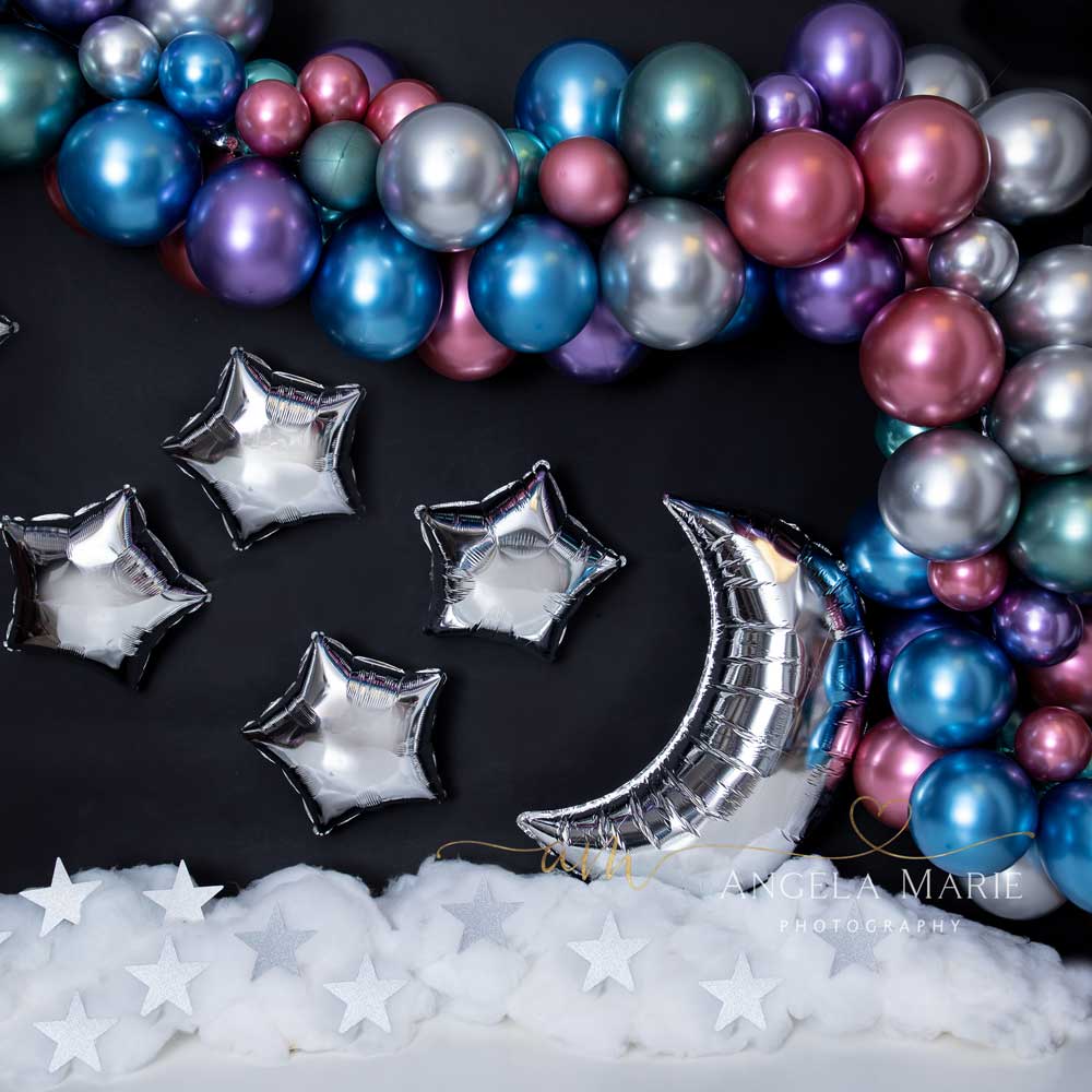 Kate Pastel Moon Cake Smash Balloons Backdrop Designed By Angela Marie Photography -UK