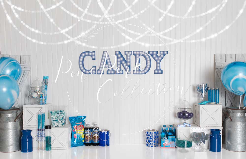 Kate Blue Candy Crush Birthday Children Backdrop Designed By Pine Park Collection -UK