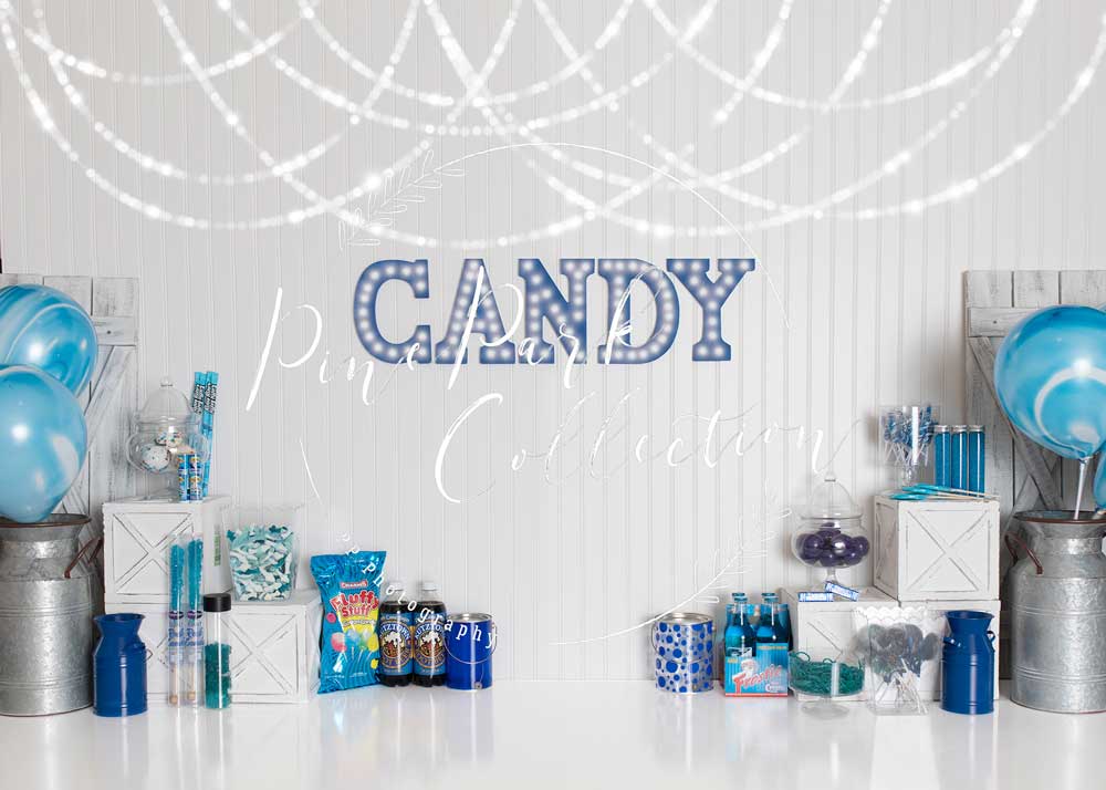 Kate Blue Candy Crush Birthday Children Backdrop Designed By Pine Park Collection -UK