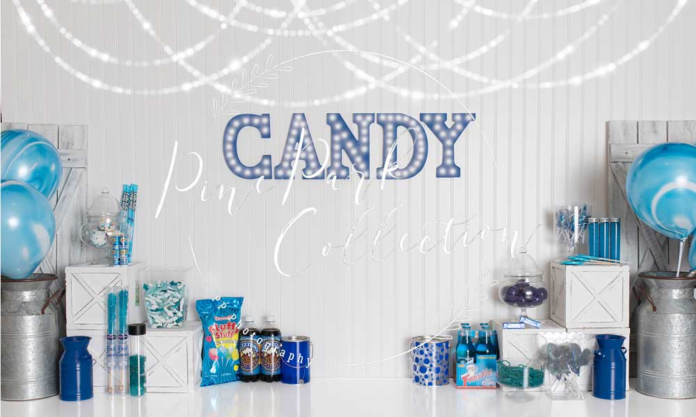 Kate Blue Candy Crush Birthday Children Backdrop Designed By Pine Park Collection -UK