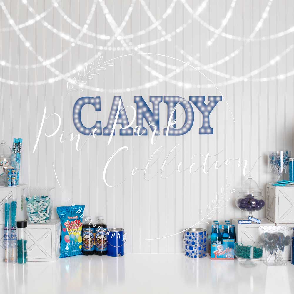 Kate Blue Candy Crush Birthday Children Backdrop Designed By Pine Park Collection -UK