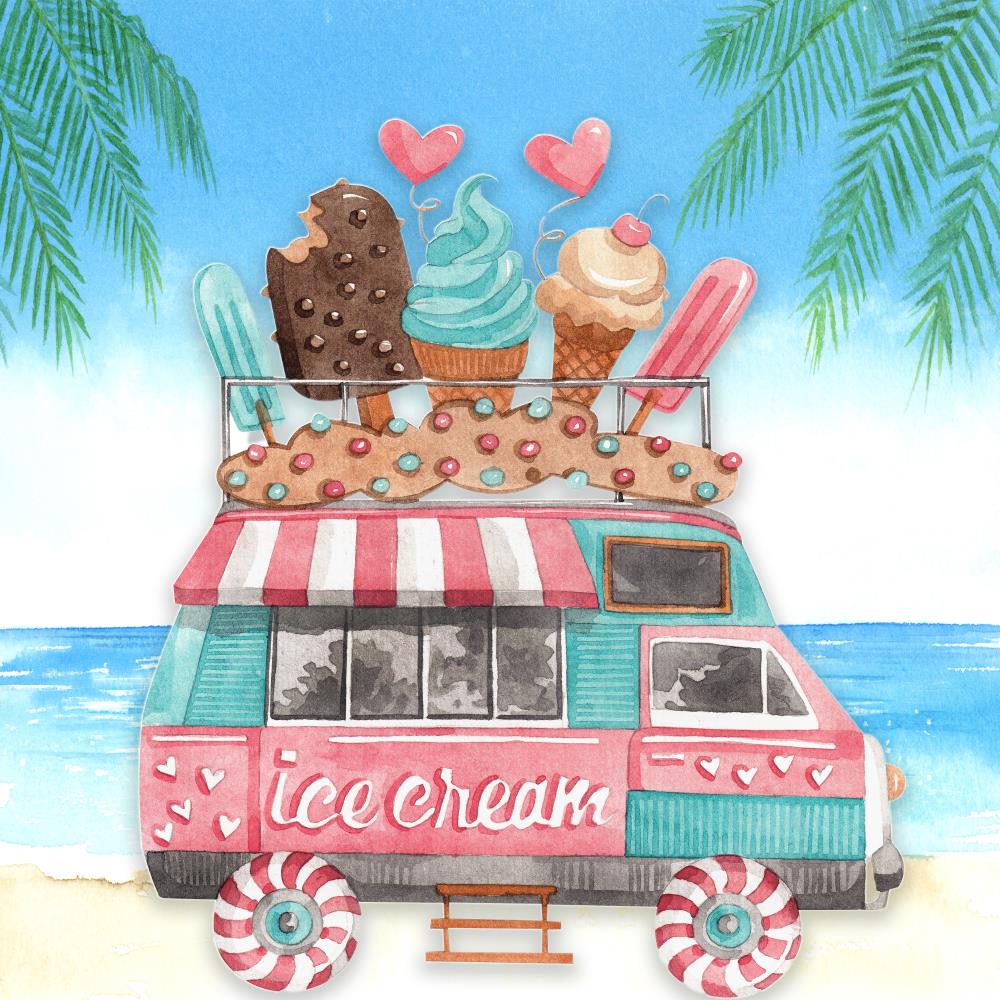 Kate Summer Seaside Ice Cream Cart Children Backdrop for Photography -UK