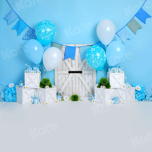 Kate Cake Smash Blue Balloon Birthday Backdrop for Photography -UK