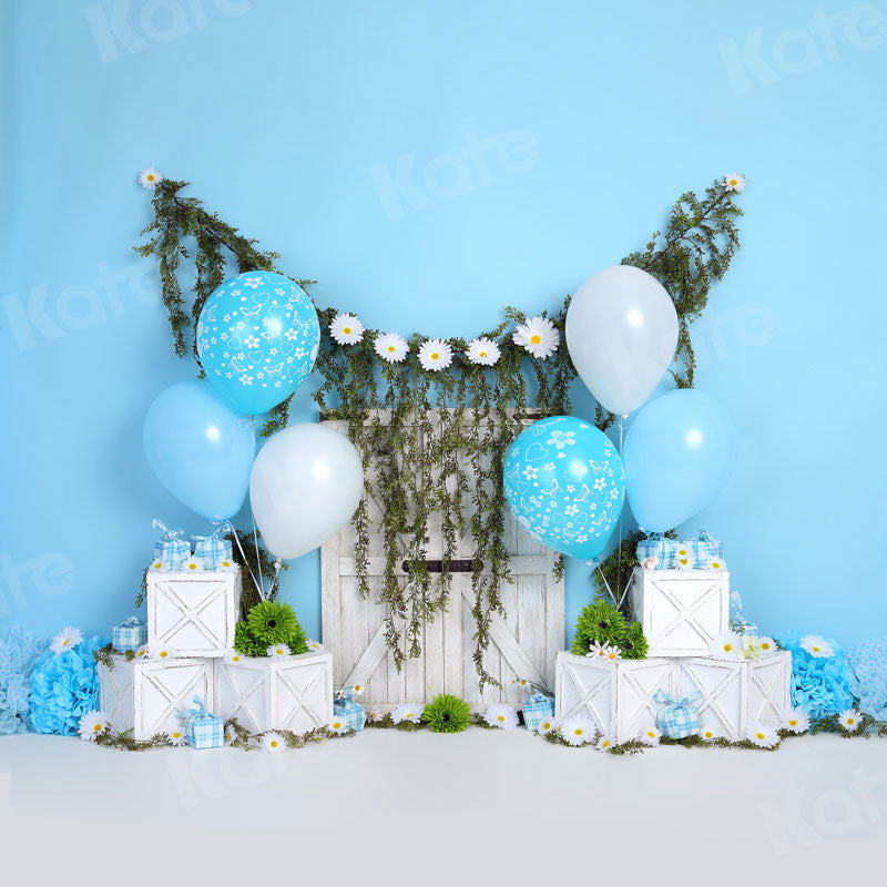 Kate Cake Smash Blue Balloon Little Daisy Backdrop for Photography -UK