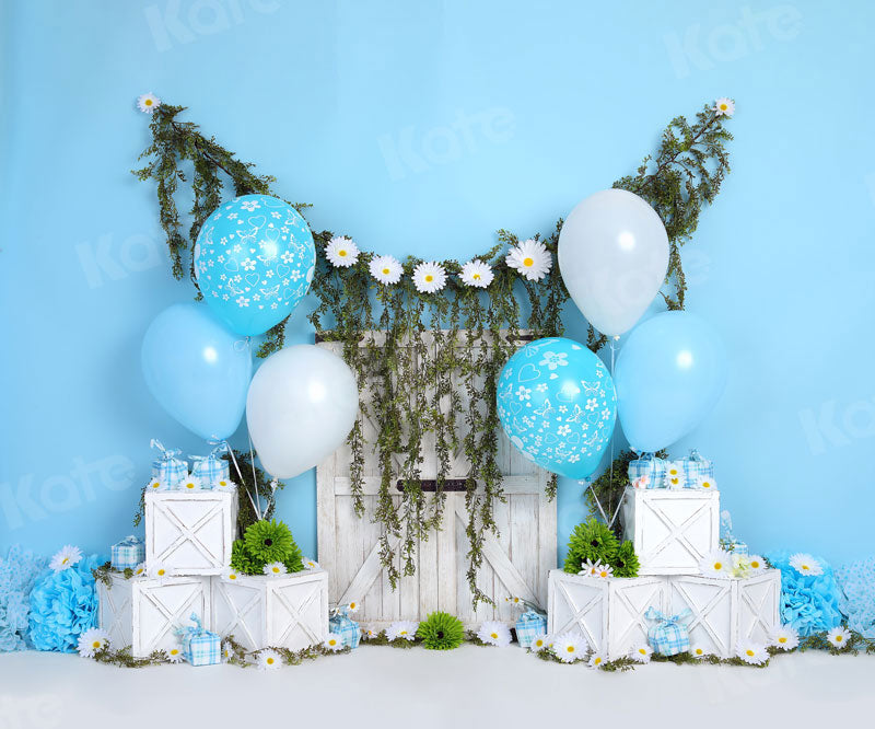 Kate Cake Smash Blue Balloon Little Daisy Backdrop for Photography -UK