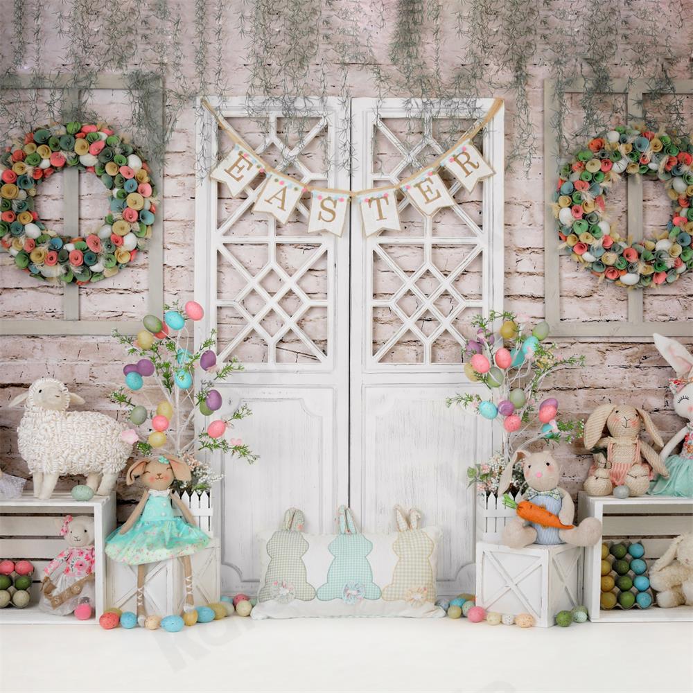 Kate Barn Door Colorful Egg Easter Backdrop for Photography -UK