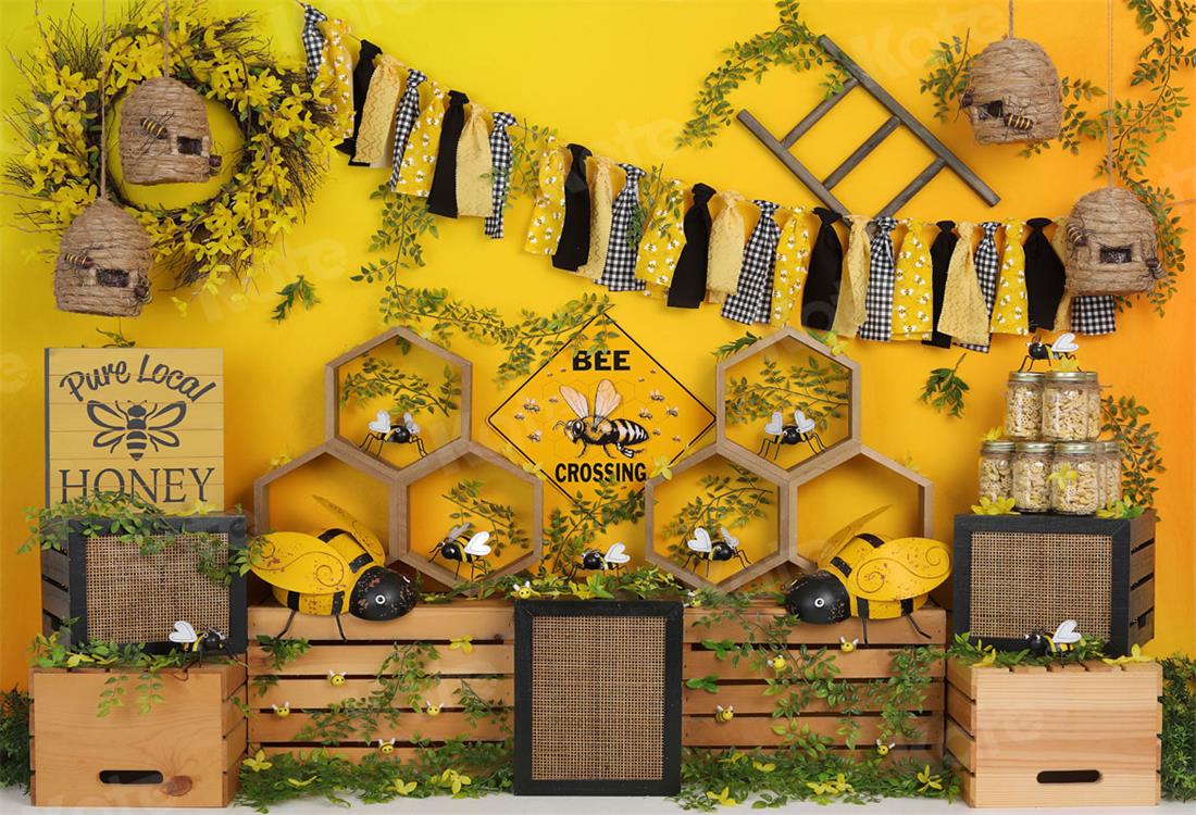 Kate Cake Smash Bee Honey Backdrop for Photography -UK