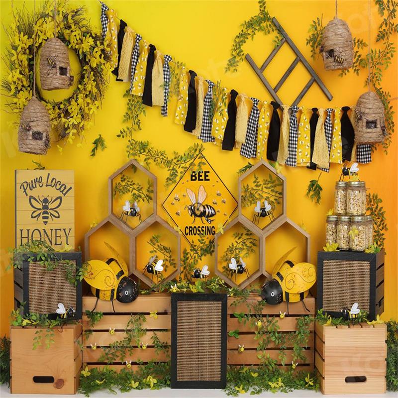 Kate Cake Smash Bee Honey Backdrop for Photography -UK