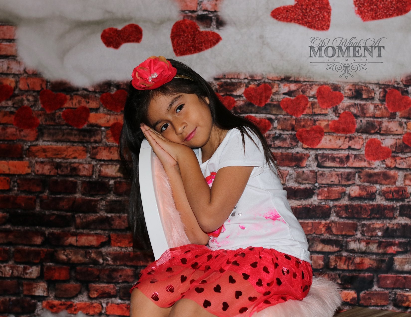 Kate Dark Brick with Red Hearts Valentine's Day Backdrop for Photography designed by Jerry_Sina -UK