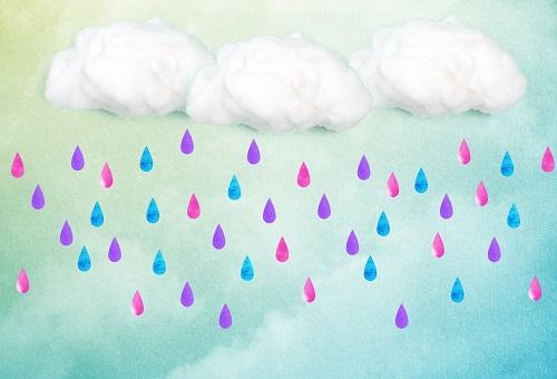 Kate Clouds And Colored Rain Baby Shower Backdrop for Photography designed by Jerry_Sina -UK