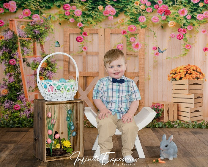 Kate Spring Flower Garden Wood Door Backdrop Designed By Ava Lee -UK