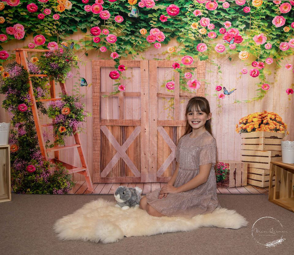 Kate Spring Flower Garden Wood Door Backdrop Designed By Ava Lee -UK