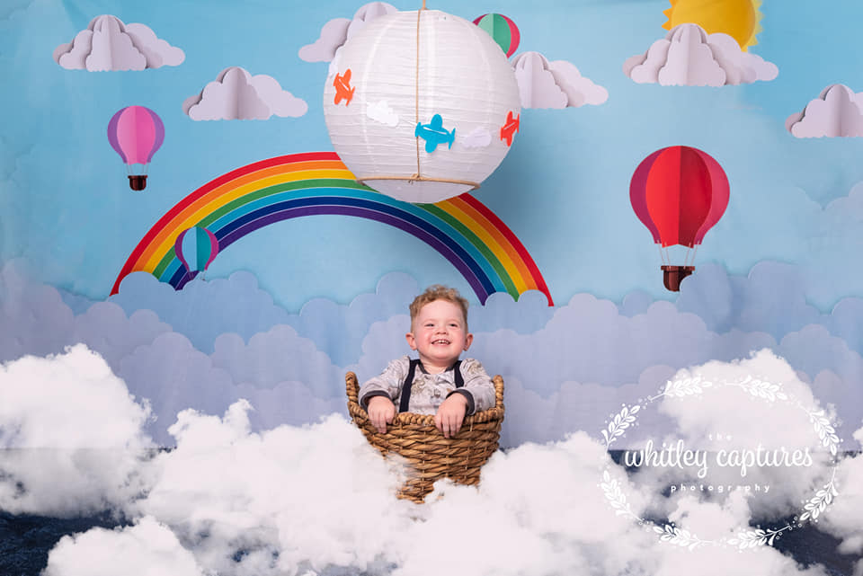 Kate Origami Hot Air Balloon Cloud Rainbow Cake Smash Backdrop Designed By Ava Lee -UK