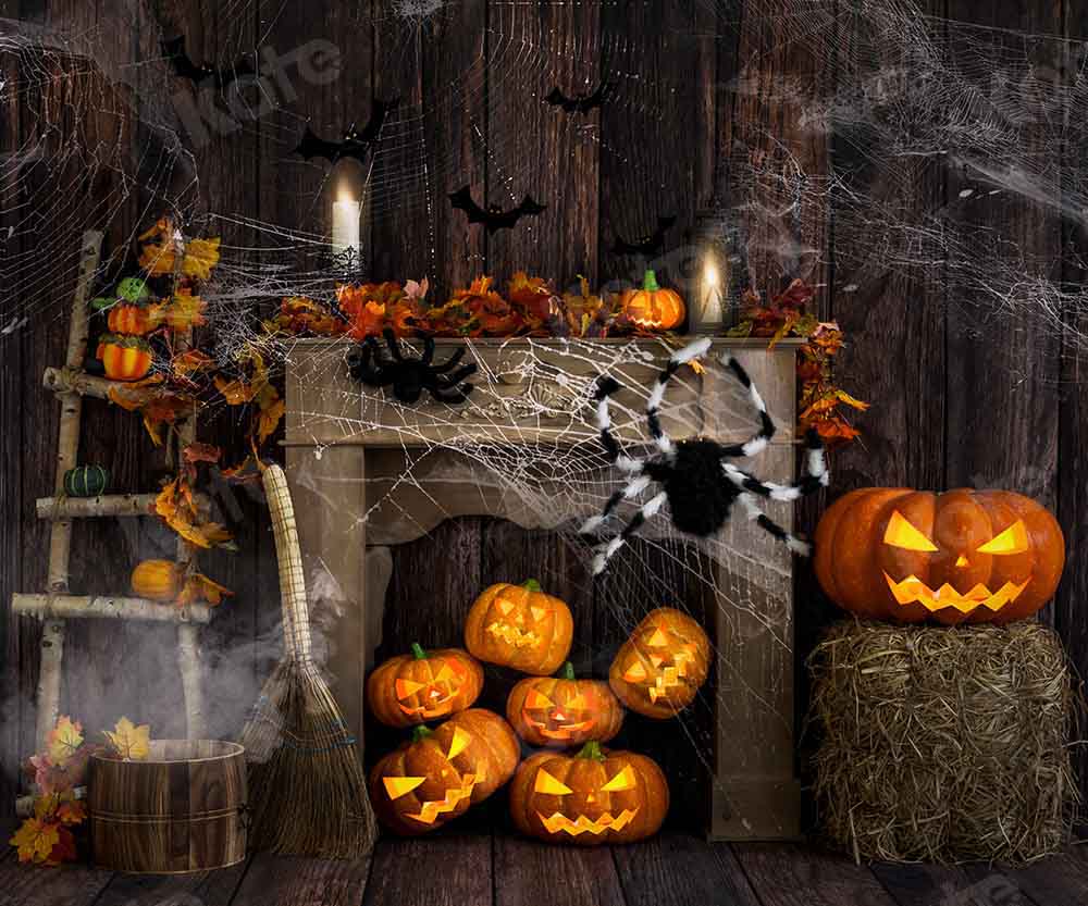 Kate Halloween Wood Spider Web Backdrop Designed by Emetselch -UK