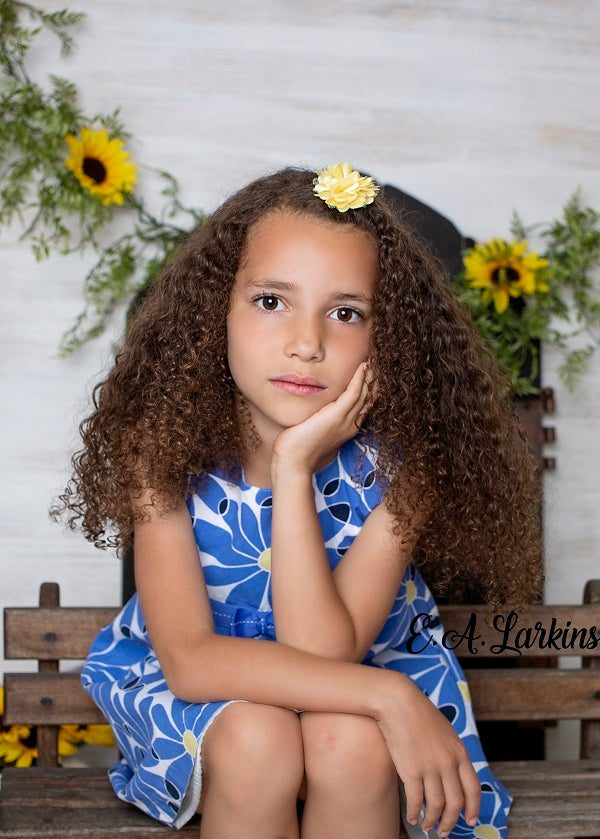 Kate Summer Sunflowers White Tent Backdrop Designed by Erin Larkins -UK